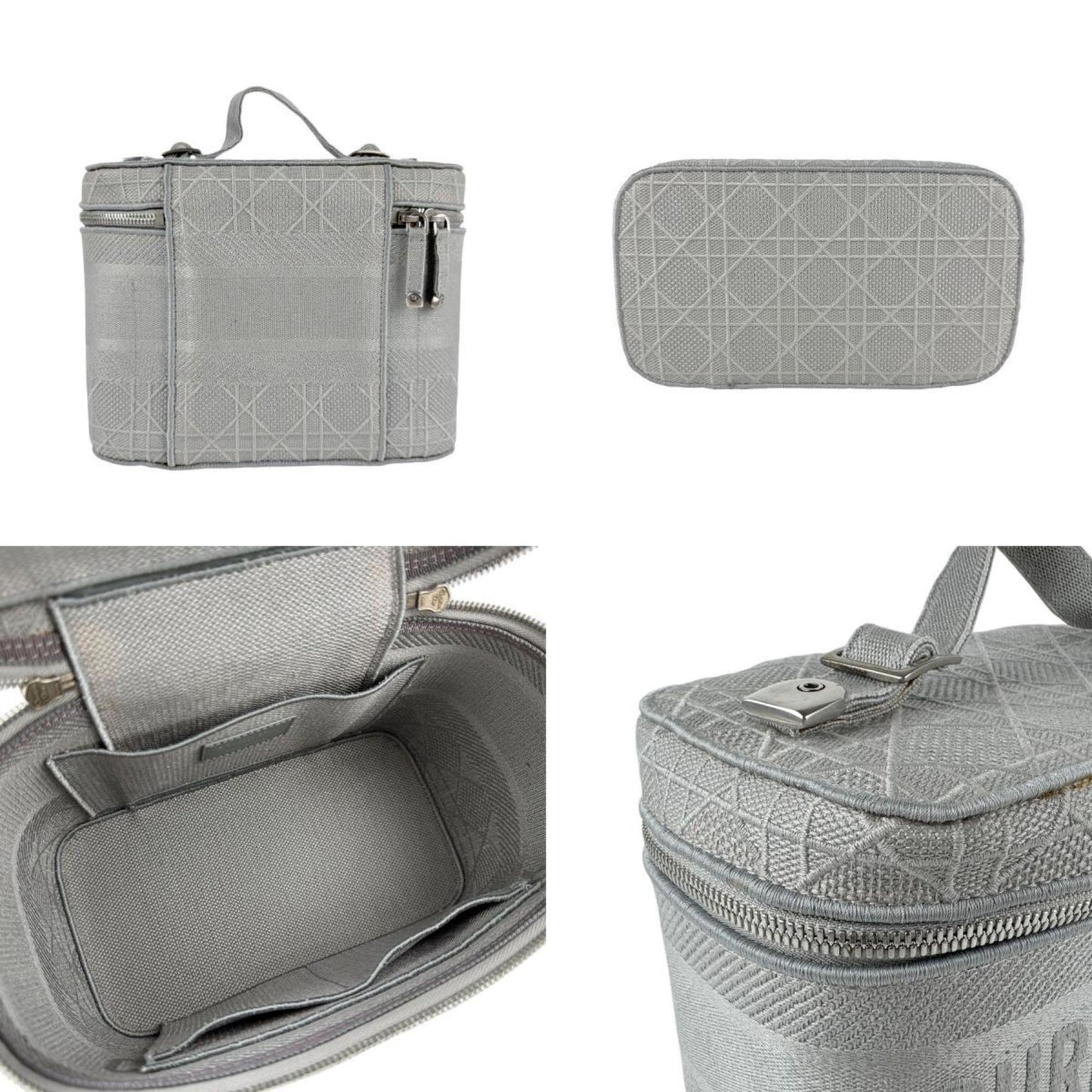 Christian Dior Gray Canvas Handbag Vanity Bag ()