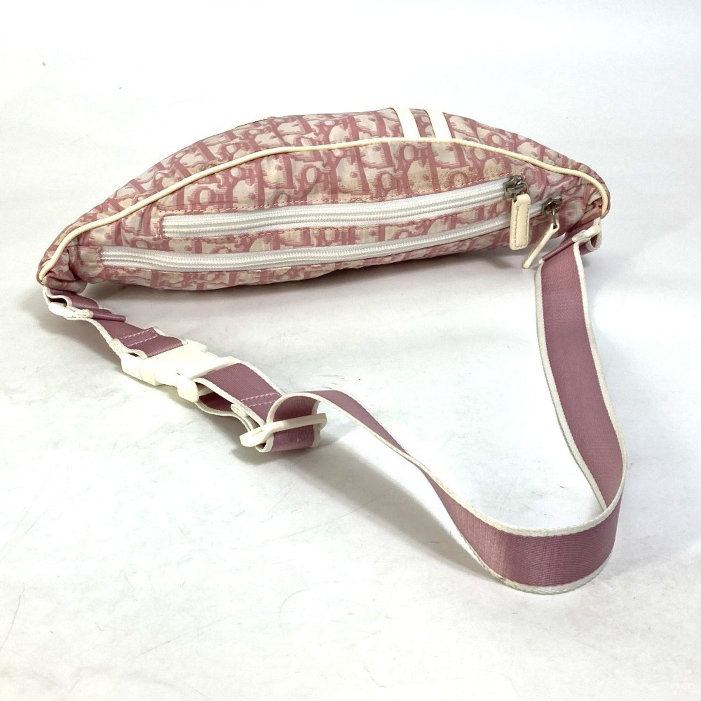 Christian Dior Trotter Pink White Nylon Fanny Pack Shoulder Bag ()