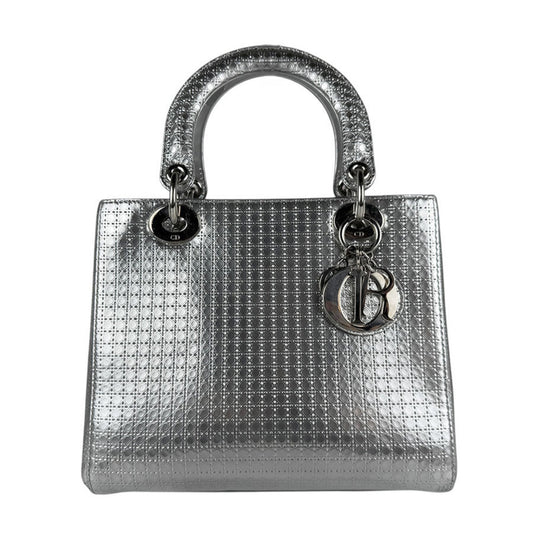 Christian Dior Silver Leather Handbag Shoulder Bag ()