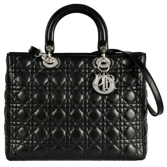 Christian Dior Lady Dior Black Leather Handbag ()