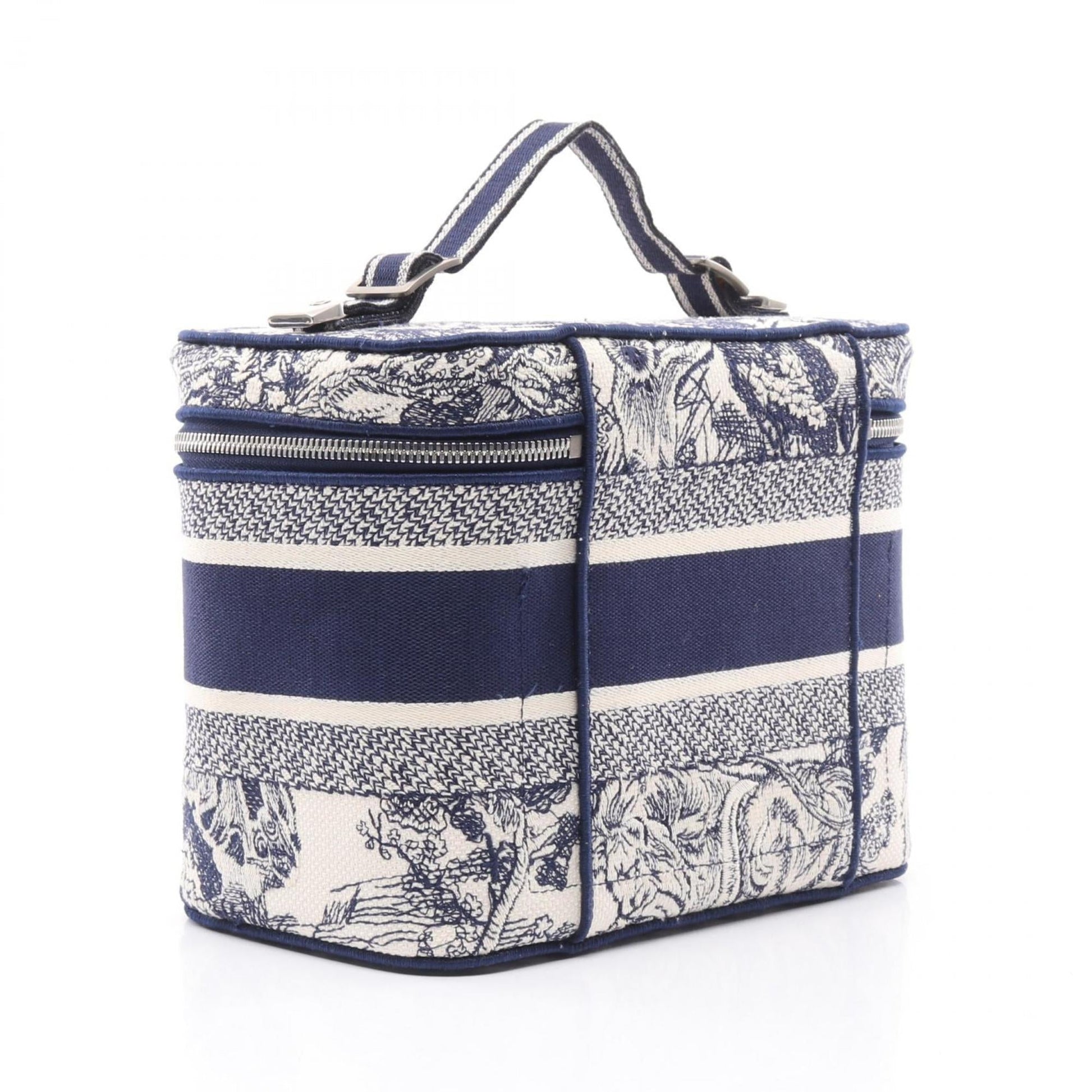 Christian Dior Navy White Canvas Handbag ()