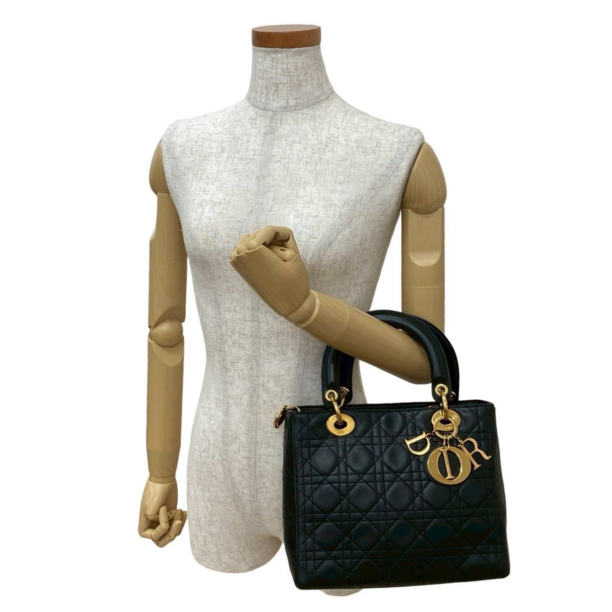 Christian Dior Black Leather Handbag Tote Bag ()