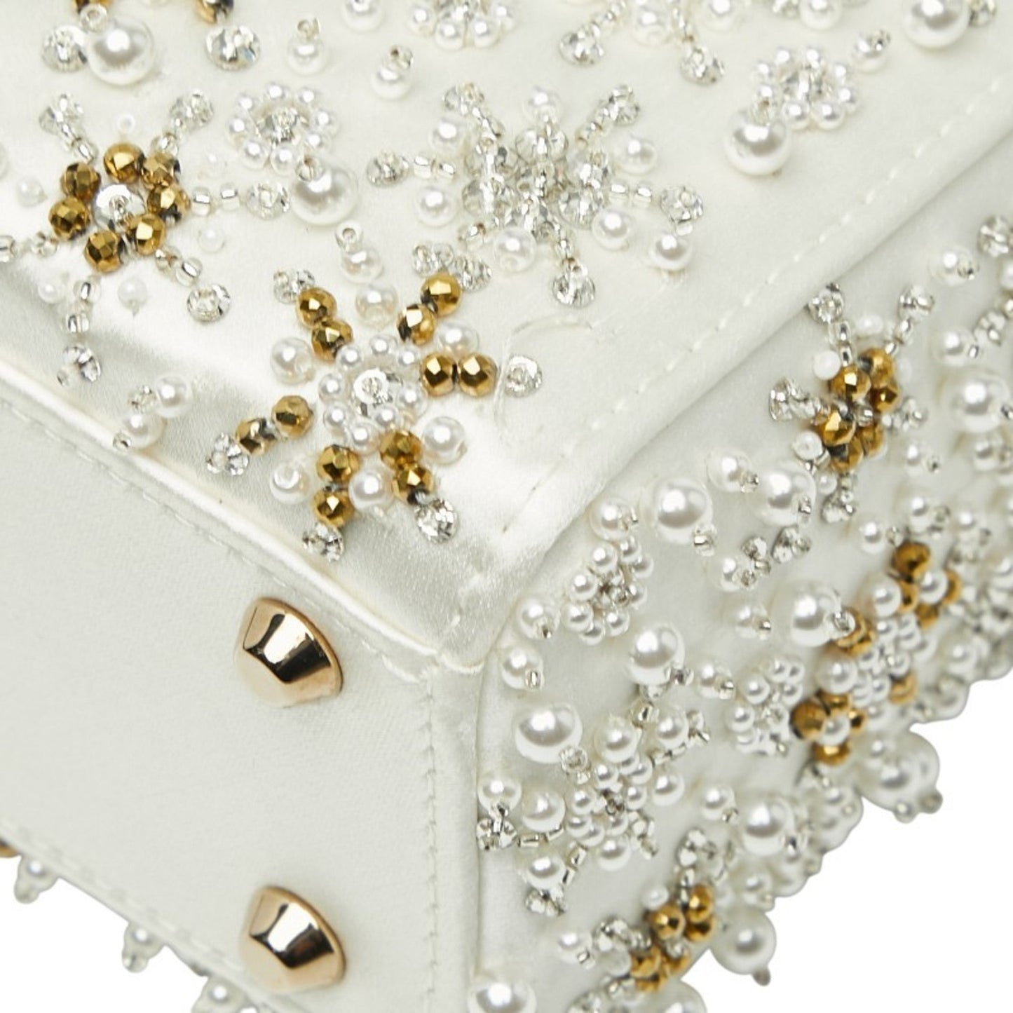 Christian Dior Lady Dior White Silk Handbag Shoulder Bag ()
