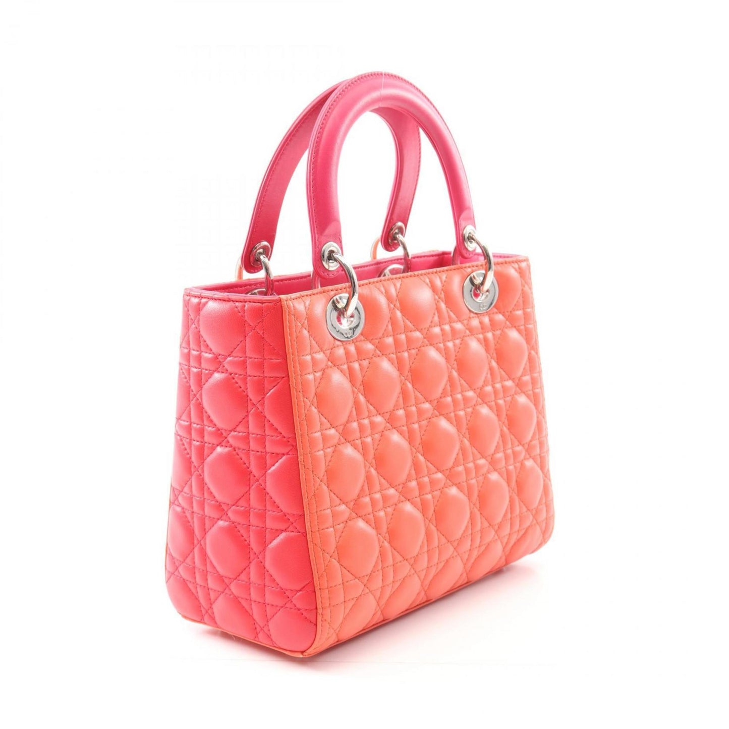 Christian Dior Orange Pink Leather Handbag ()