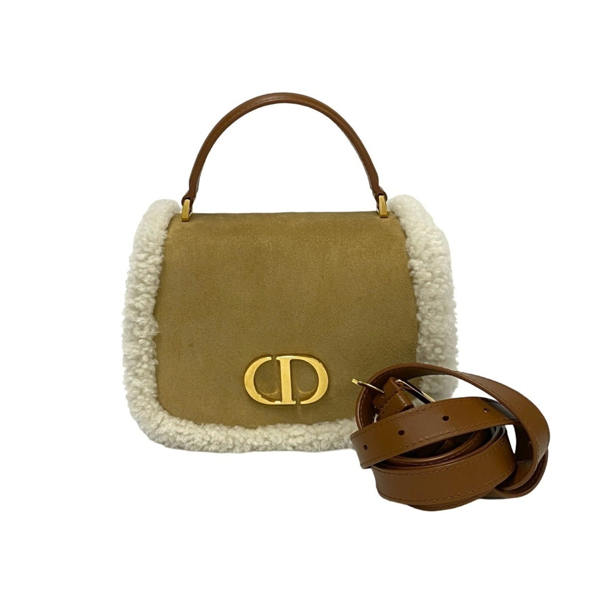 Christian Dior Beige White Leather Handbag Shoulder Bag ()