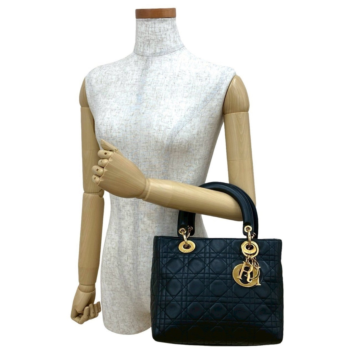 Christian Dior Black Leather Handbag Tote Bag ()