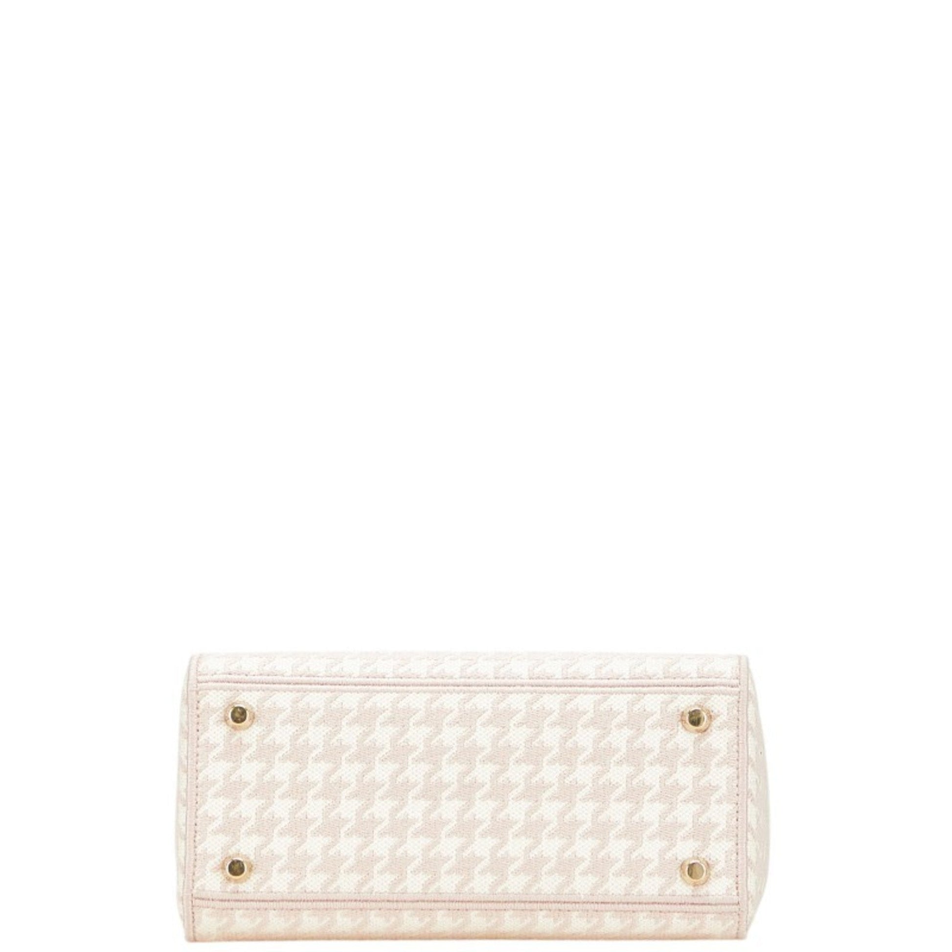 Christian Dior Lady Dior Pink White Canvas Handbag Shoulder Bag ()