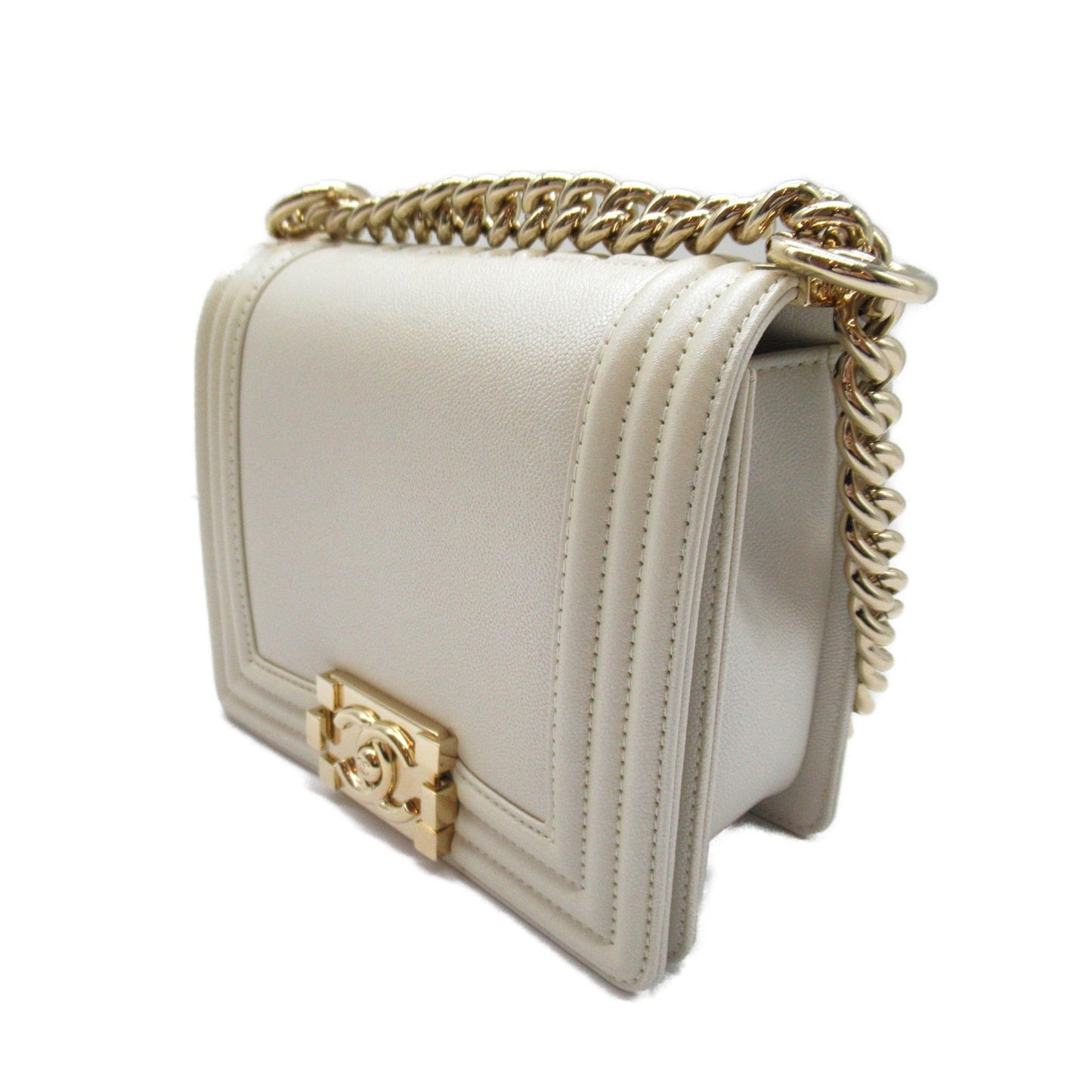 CHANEL Boy Chanel ChainShoulder White leather