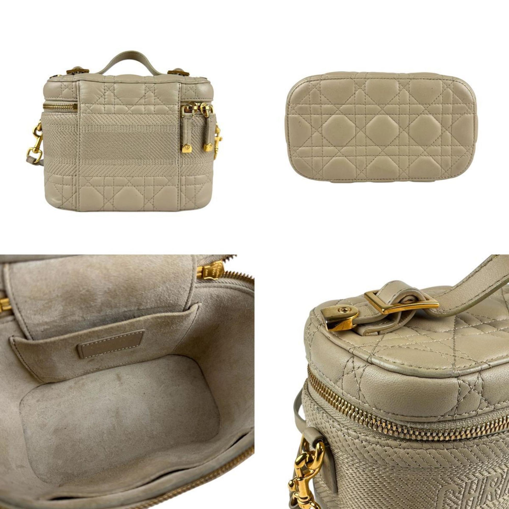 Christian Dior Beige Leather Handbag Shoulder Bag ()