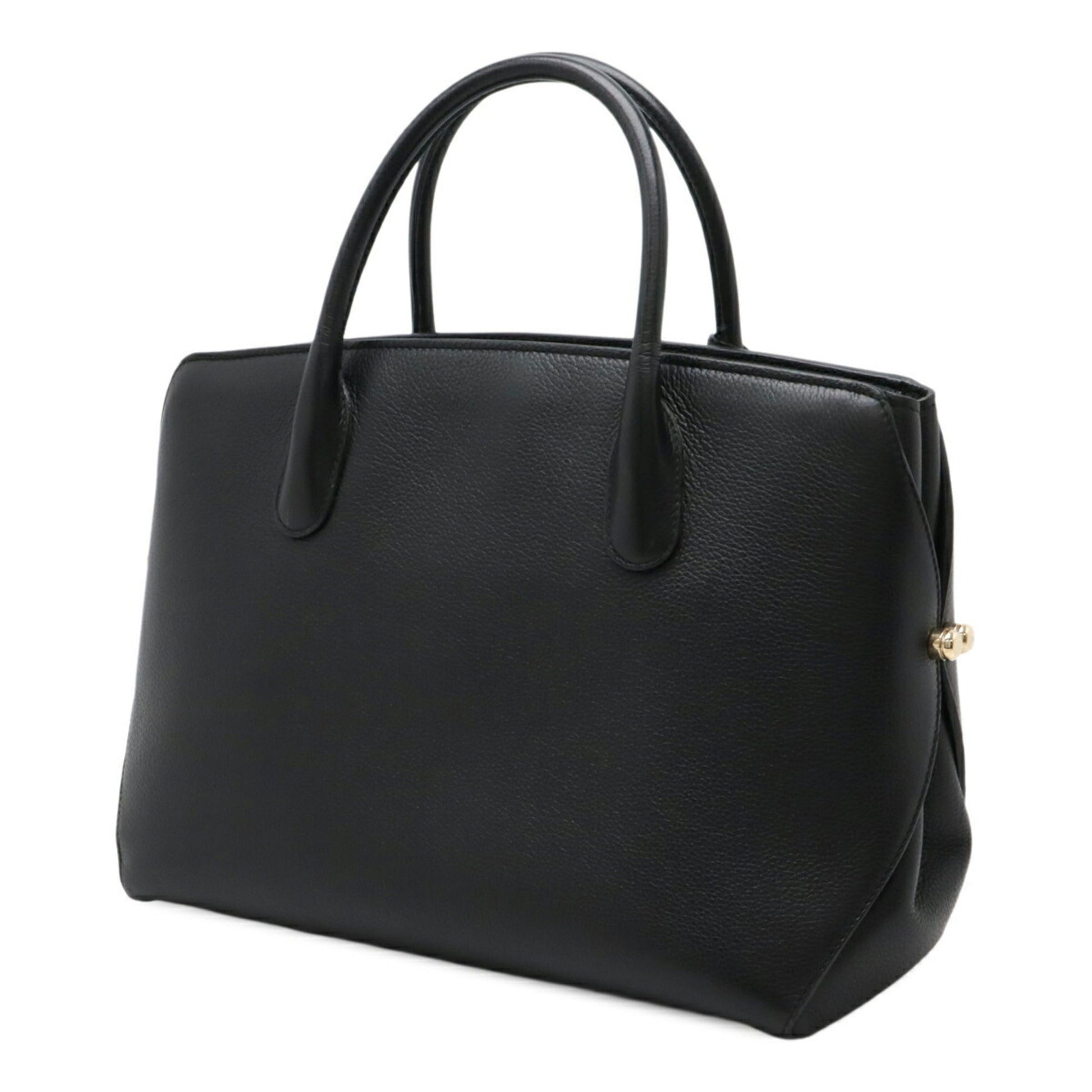 Christian Dior Black Leather Handbag Tote Bag ()