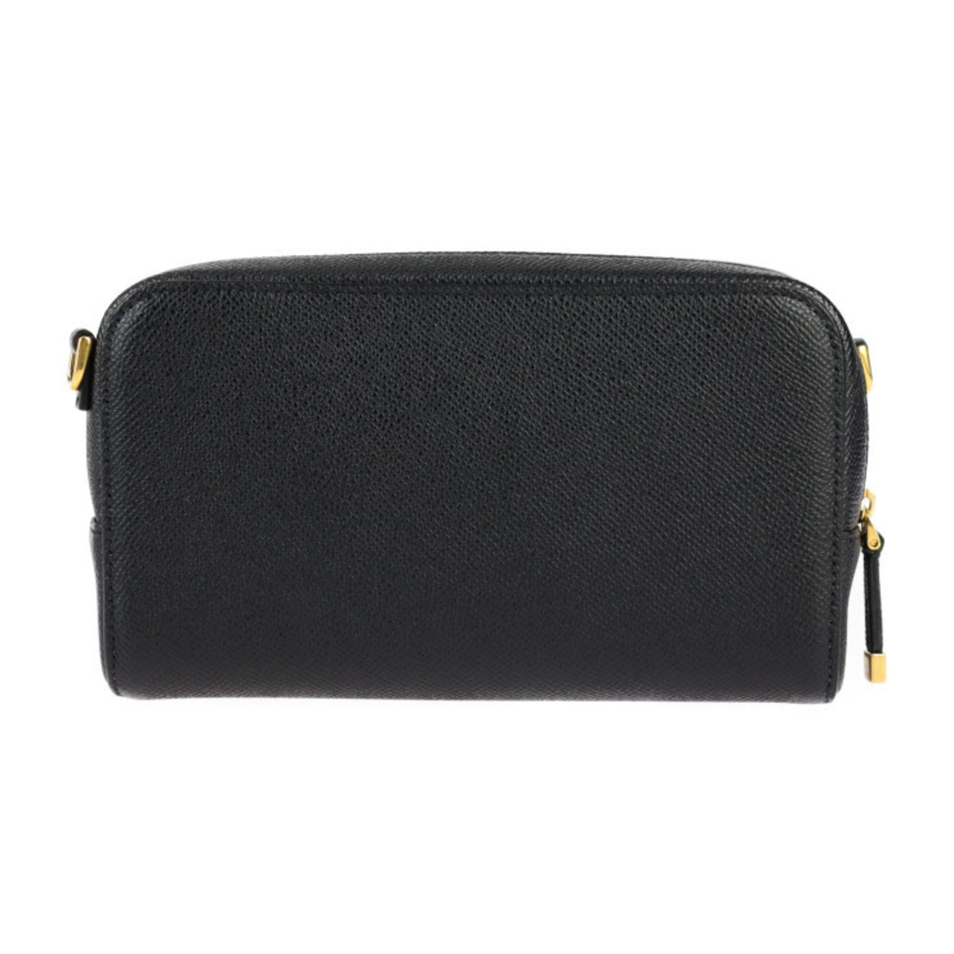 Christian Dior Black Leather Clutch Bag Handbag Pochette Pouch Shoulder Bag ()