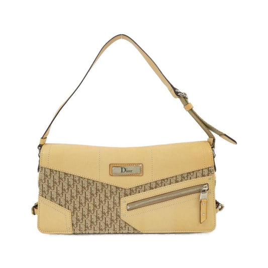 Christian Dior Beige Canvas Leather Shoulder Bag ()