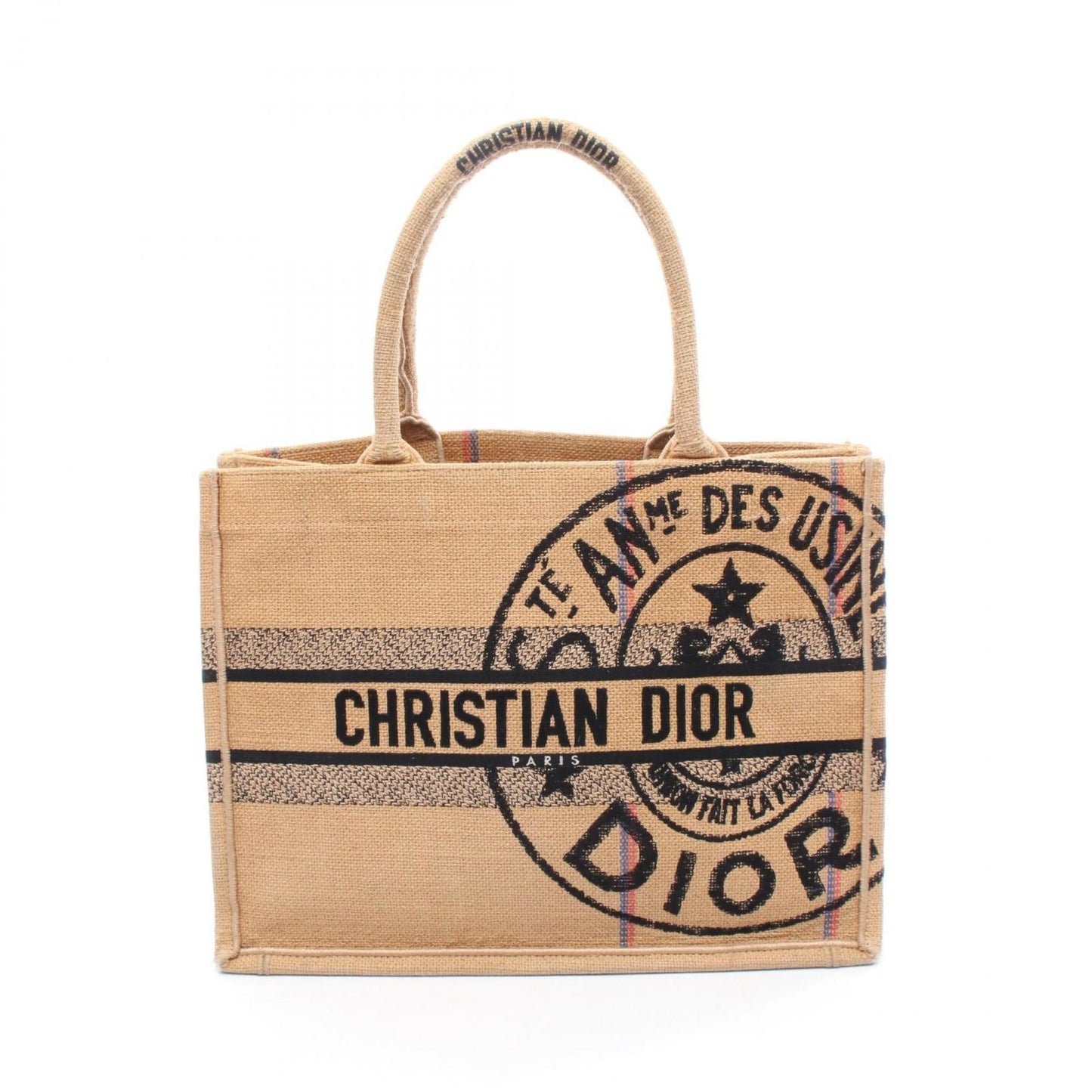 Christian Dior Black Brown Multi-Color Raffia Tote Bag ()