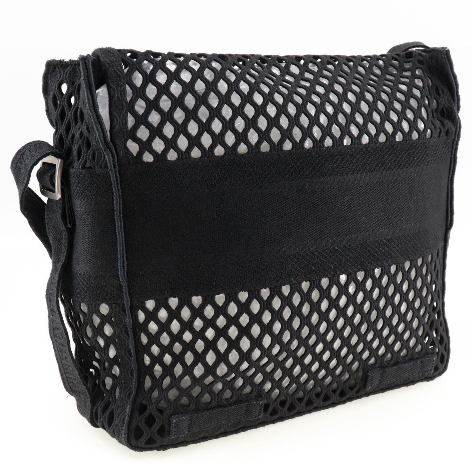 Christian Dior Black Mesh Messenger Bag Shoulder Bag ()
