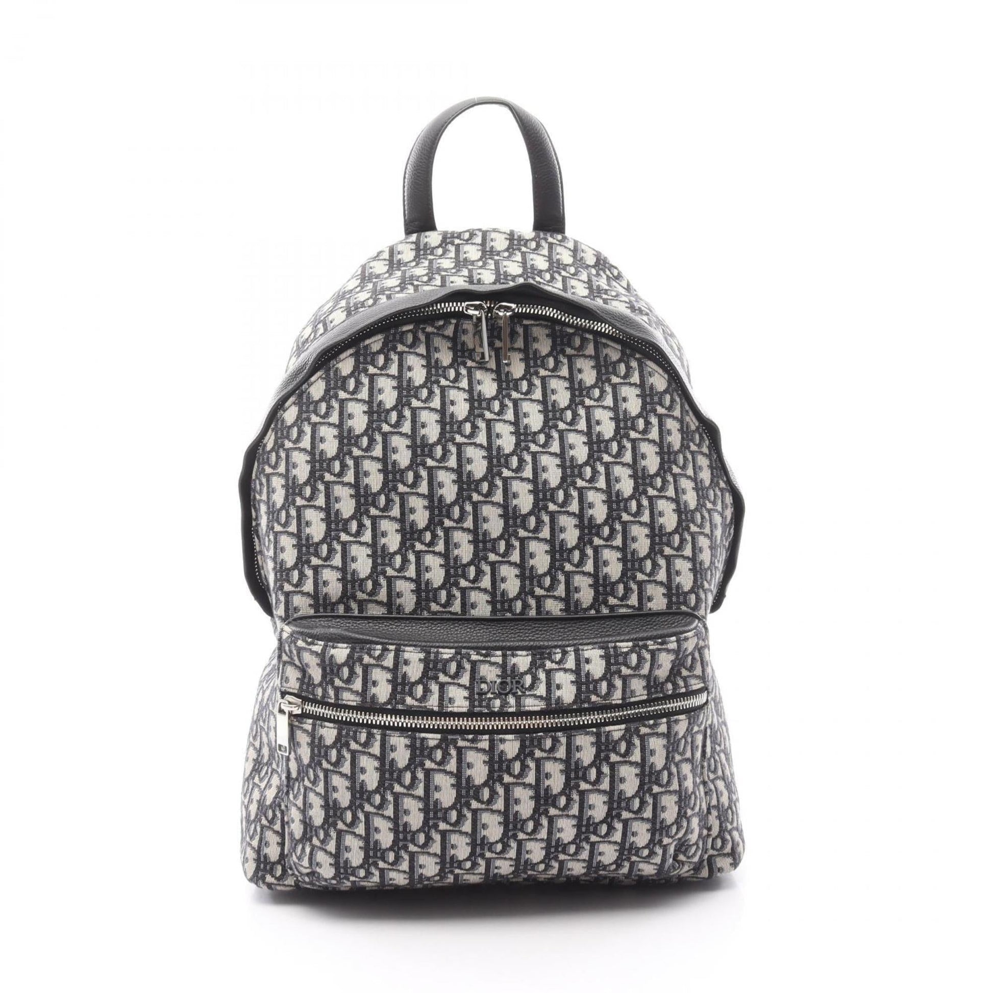 Christian Dior Beige Black Blue Canvas Leather Backpack ()