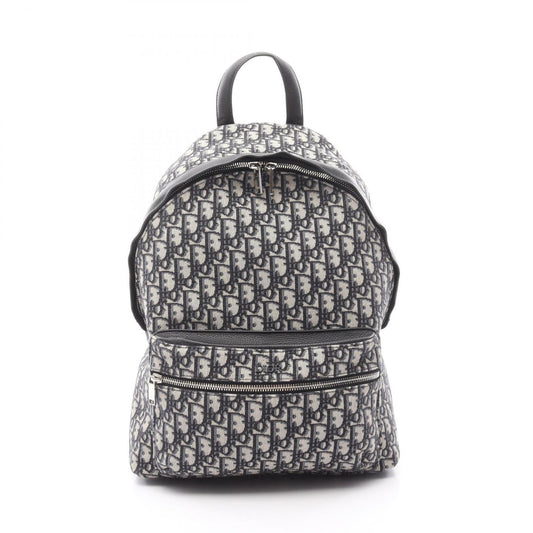 Christian Dior Beige Black Blue Canvas Leather Backpack ()