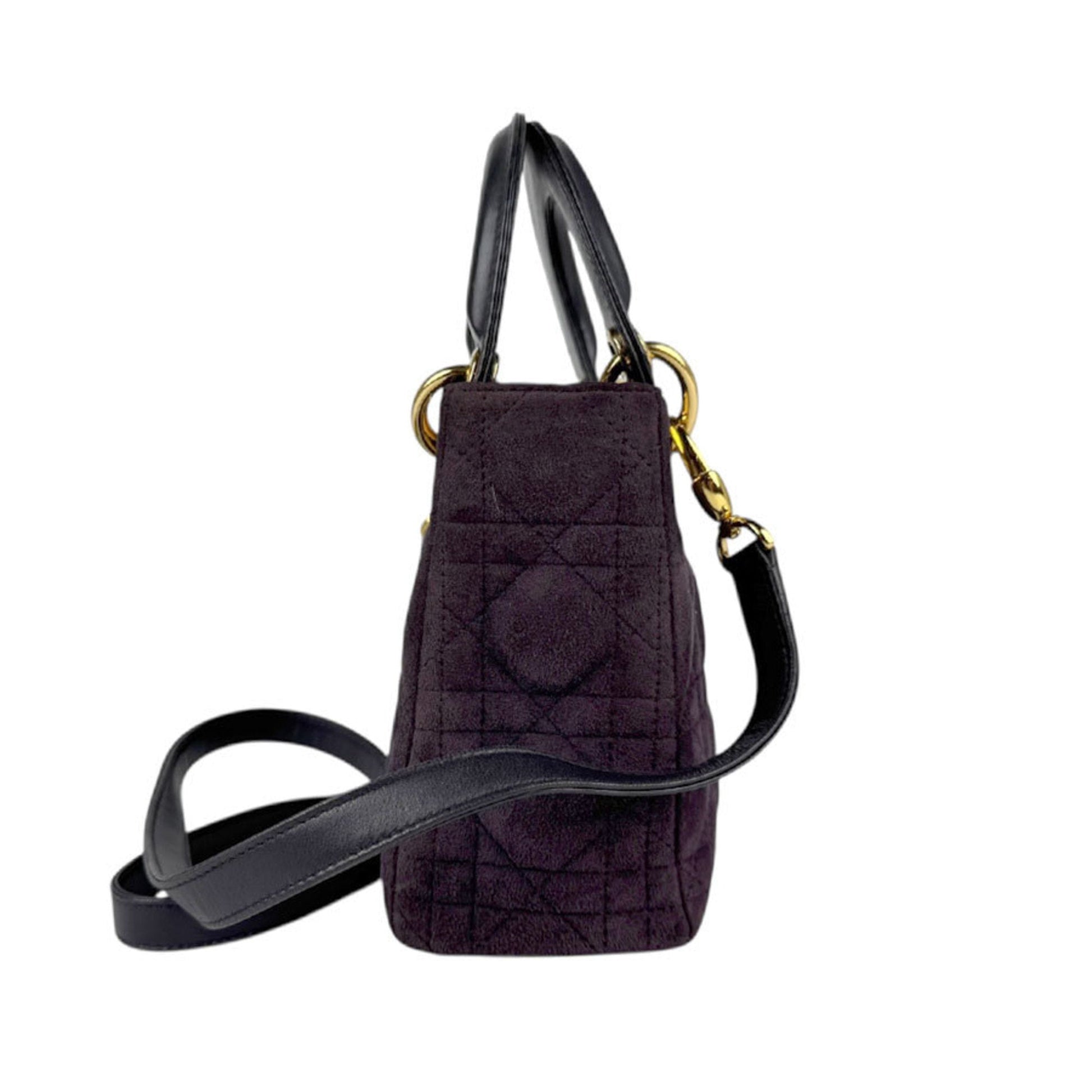 Christian Dior Black Purple Suede Leather Handbag Shoulder Bag ()