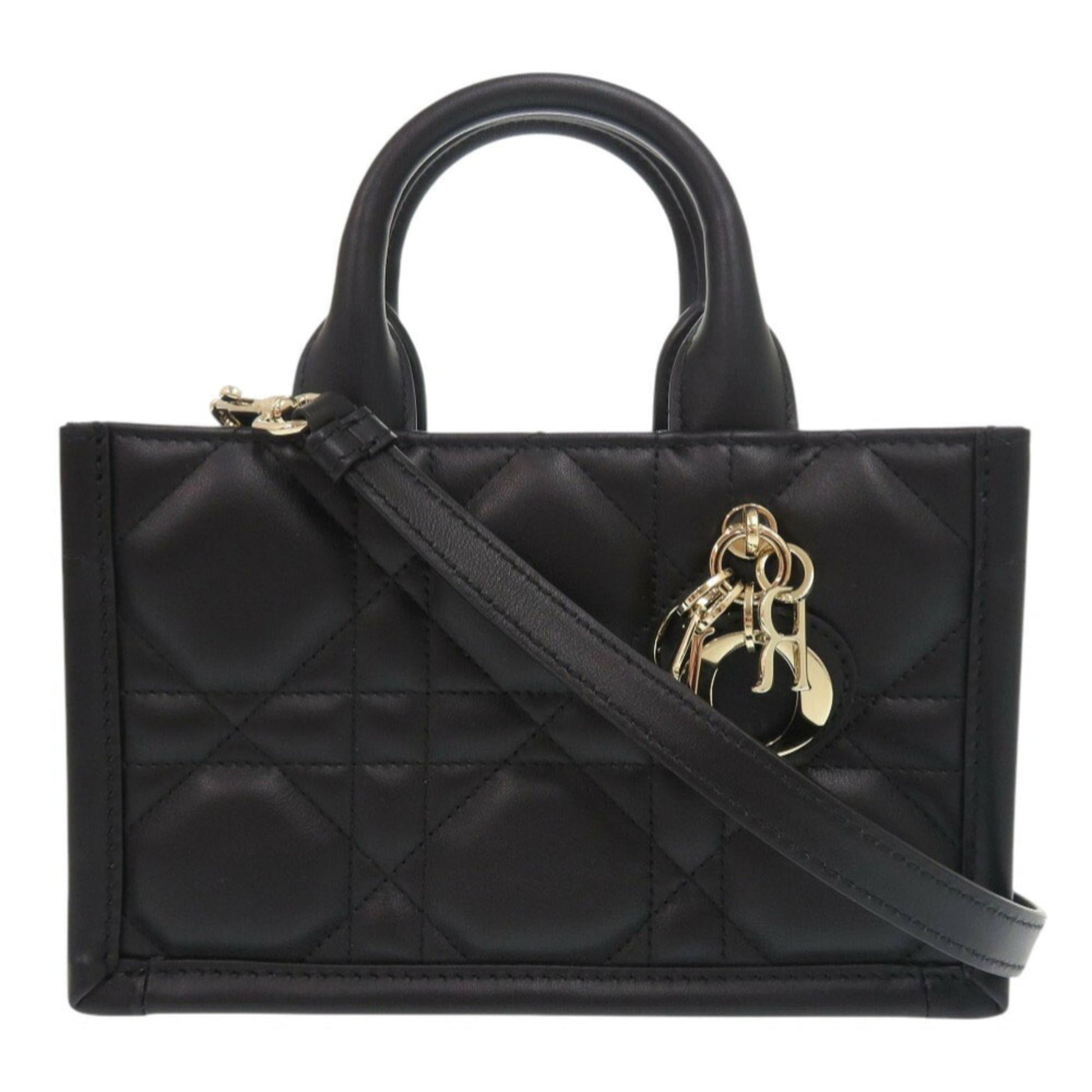 Christian Dior Black Leather Handbag Shoulder Bag ()