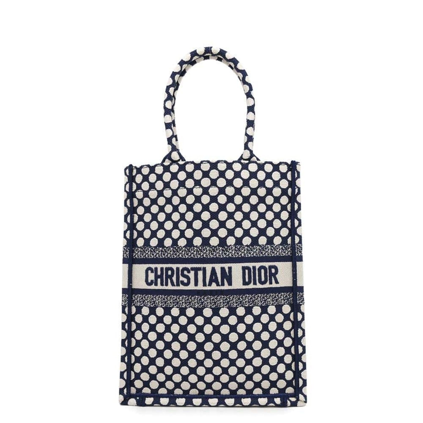Christian Dior Navy White Canvas Handbag ()