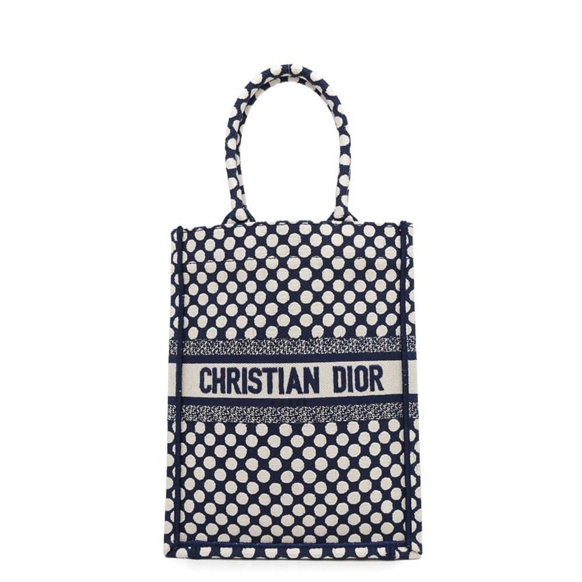Christian Dior Navy White Canvas Handbag ()