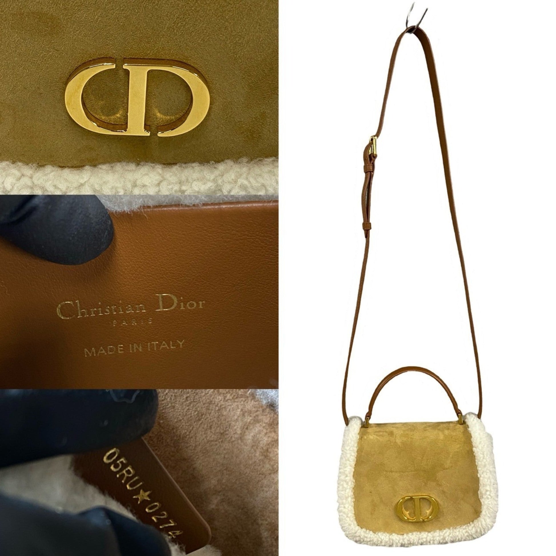 Christian Dior Beige White Leather Handbag Shoulder Bag ()