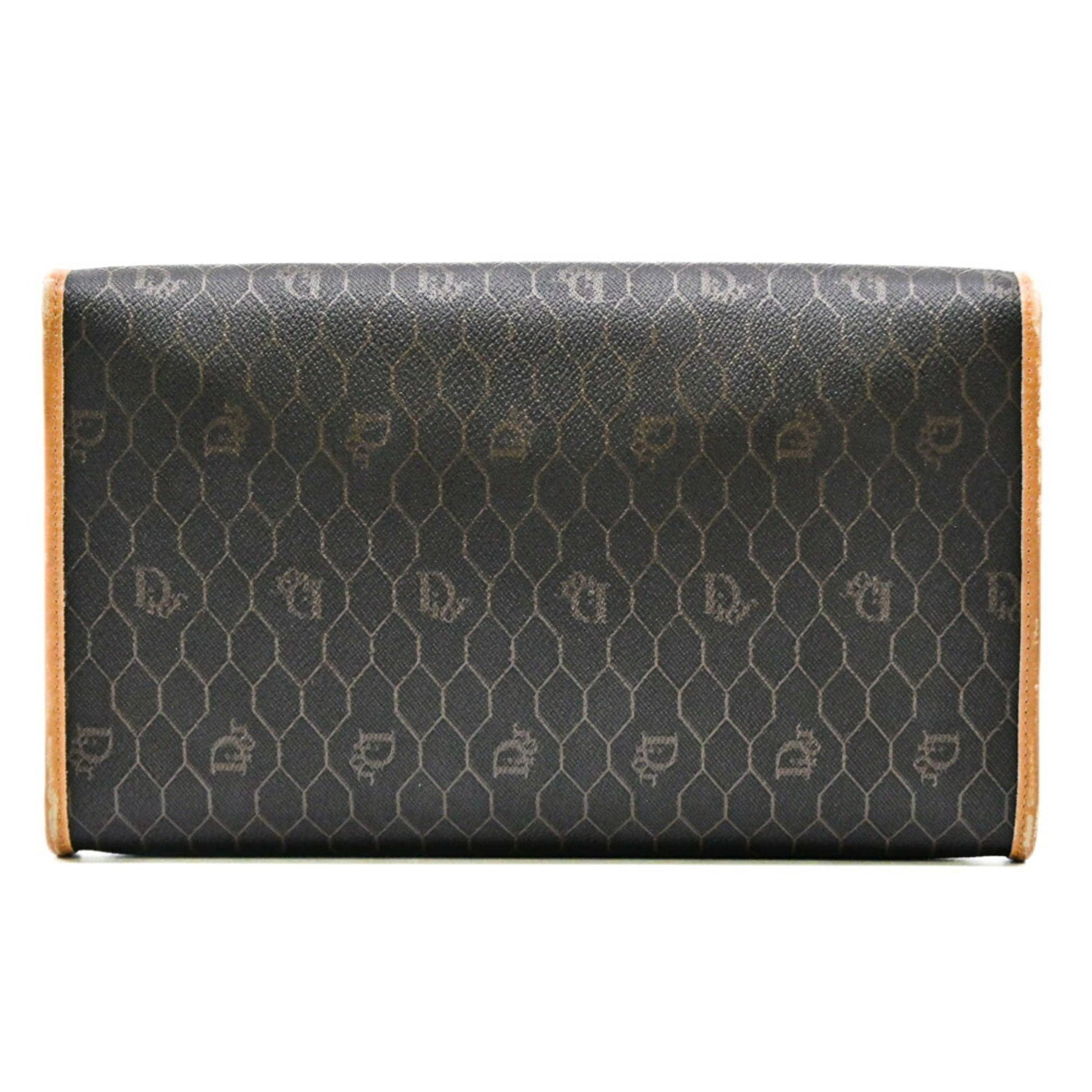 Christian Dior Dark Brown Light Brown Leather Shoulder Bag ()
