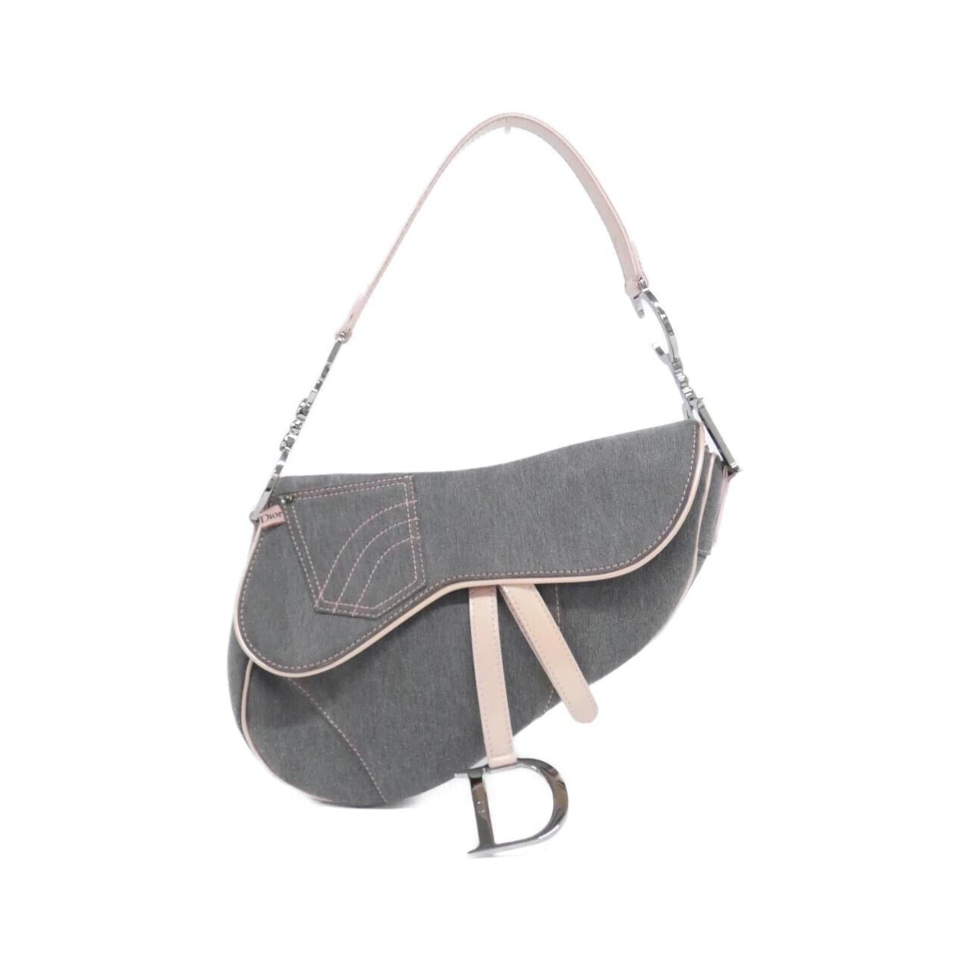 Christian Dior Gray Pink Denim Shoulder Bag ()