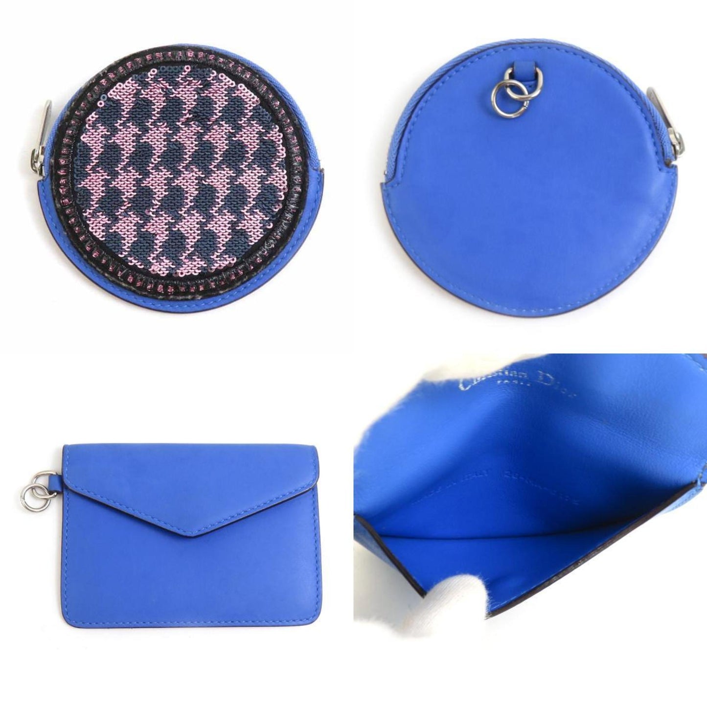 Christian Dior Blue Purple Leather Pouch ()