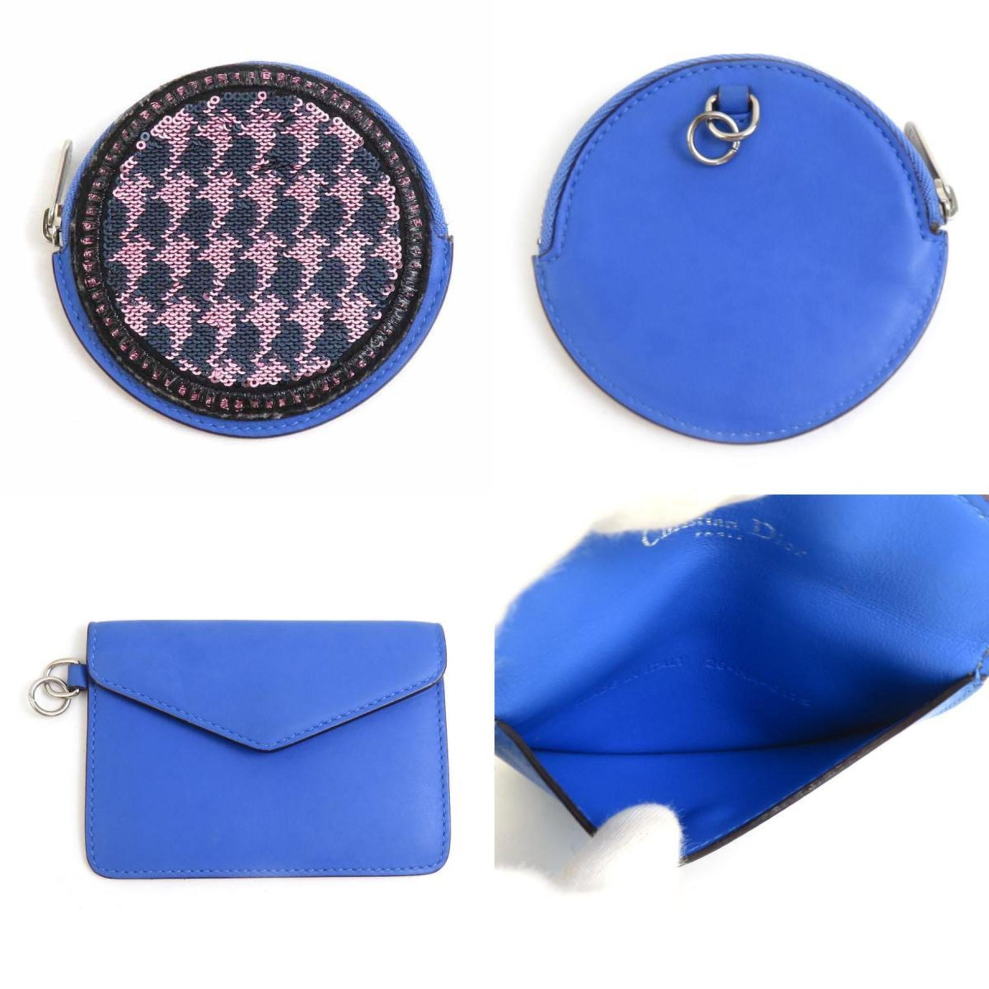 Christian Dior Blue Purple Leather Pouch ()