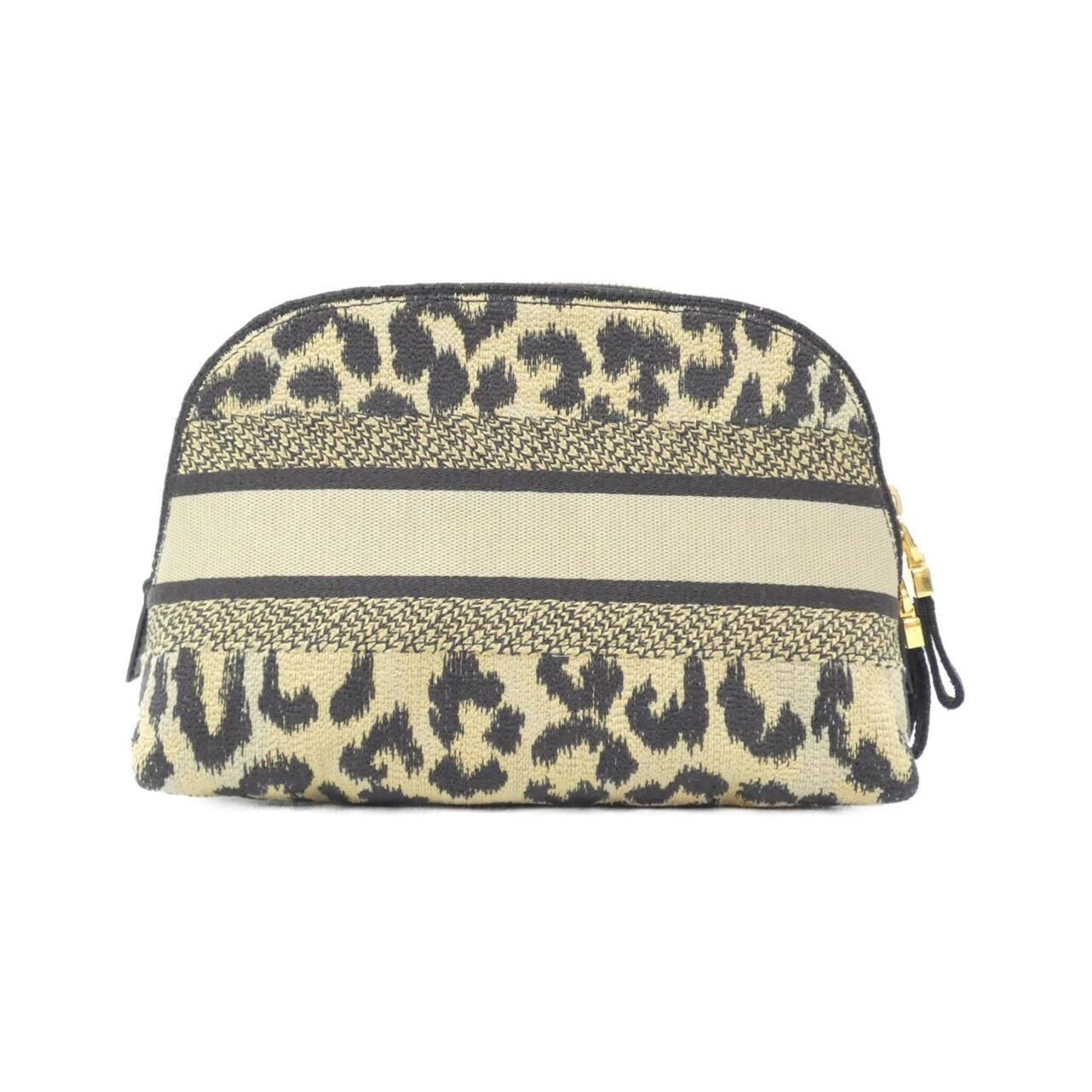 Christian Dior Beige Black Canvas Pouch ()