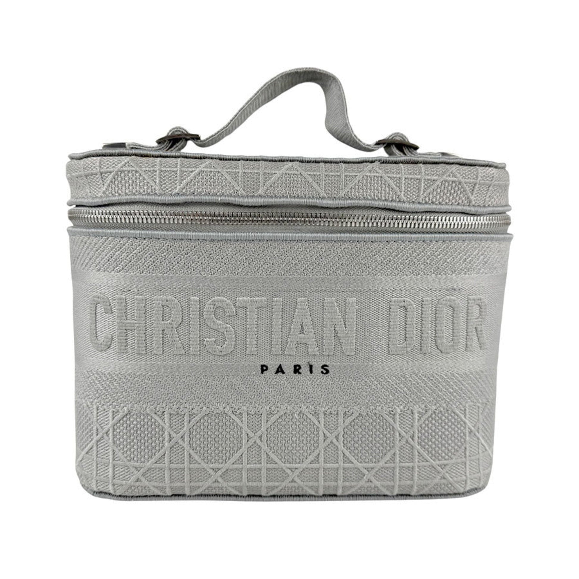 Christian Dior Gray Canvas Handbag Vanity Bag ()