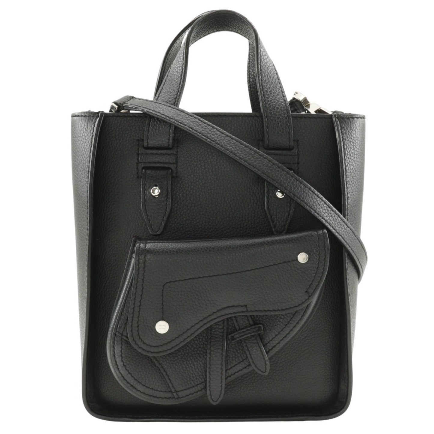 Christian Dior Black Leather Handbag Shoulder Bag Tote Bag ()