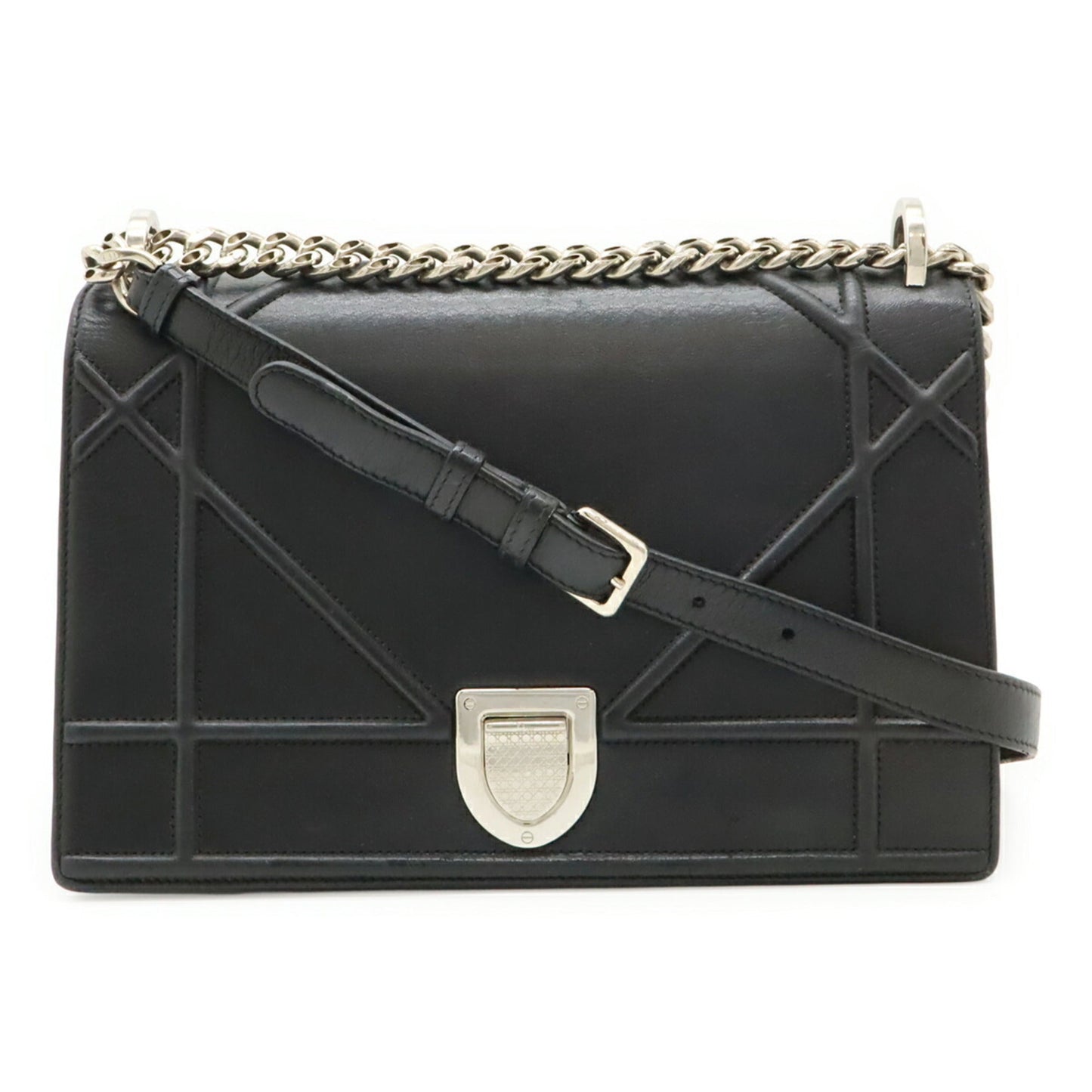 Christian Dior Black Leather Clutch Bag Shoulder Bag ()