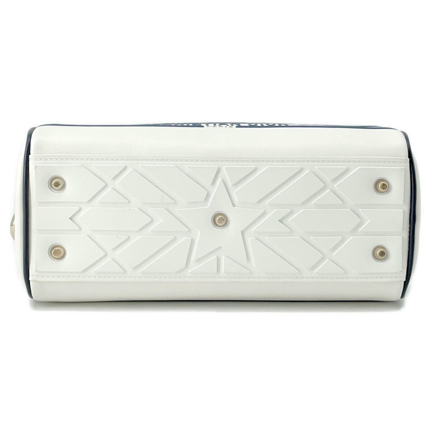 Christian Dior Navy White Leather Rubber Handbag ()