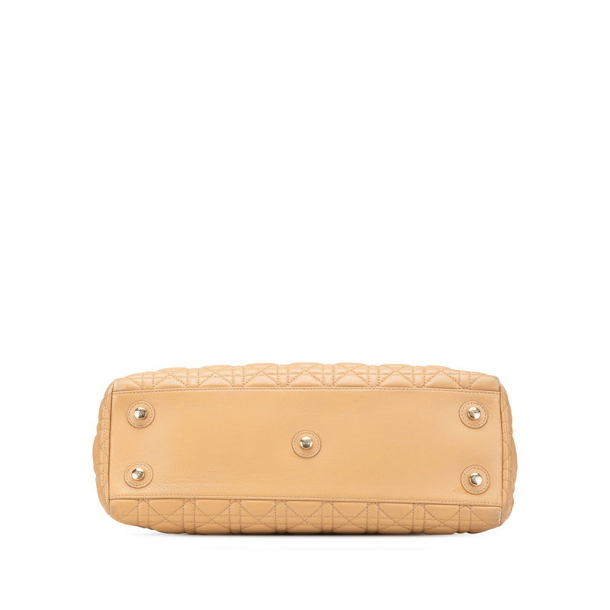 Christian Dior Lady Dior Beige Brown Leather Handbag Tote Bag ()