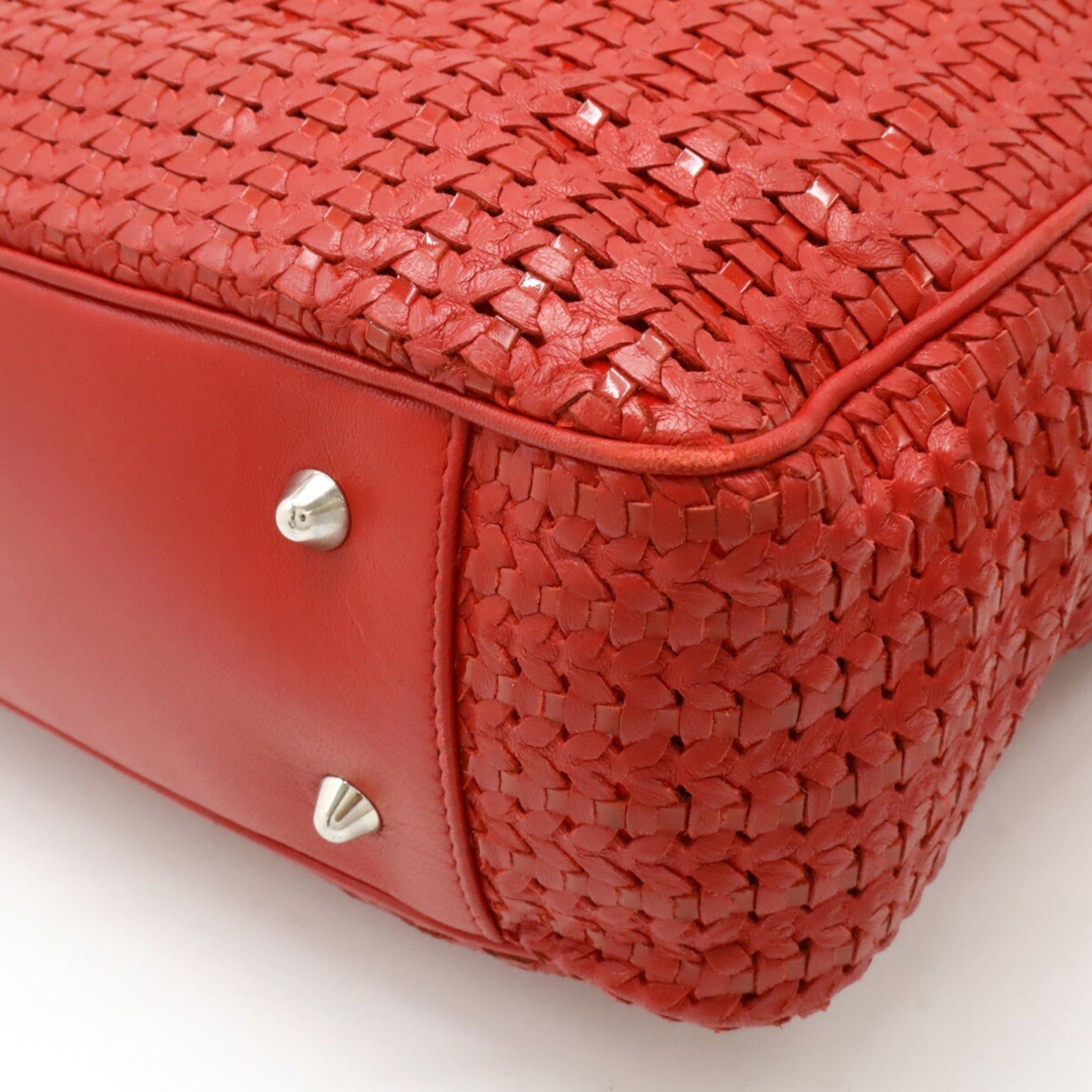 Christian Dior Red Color Leather Shoulder Bag Tote Bag ()
