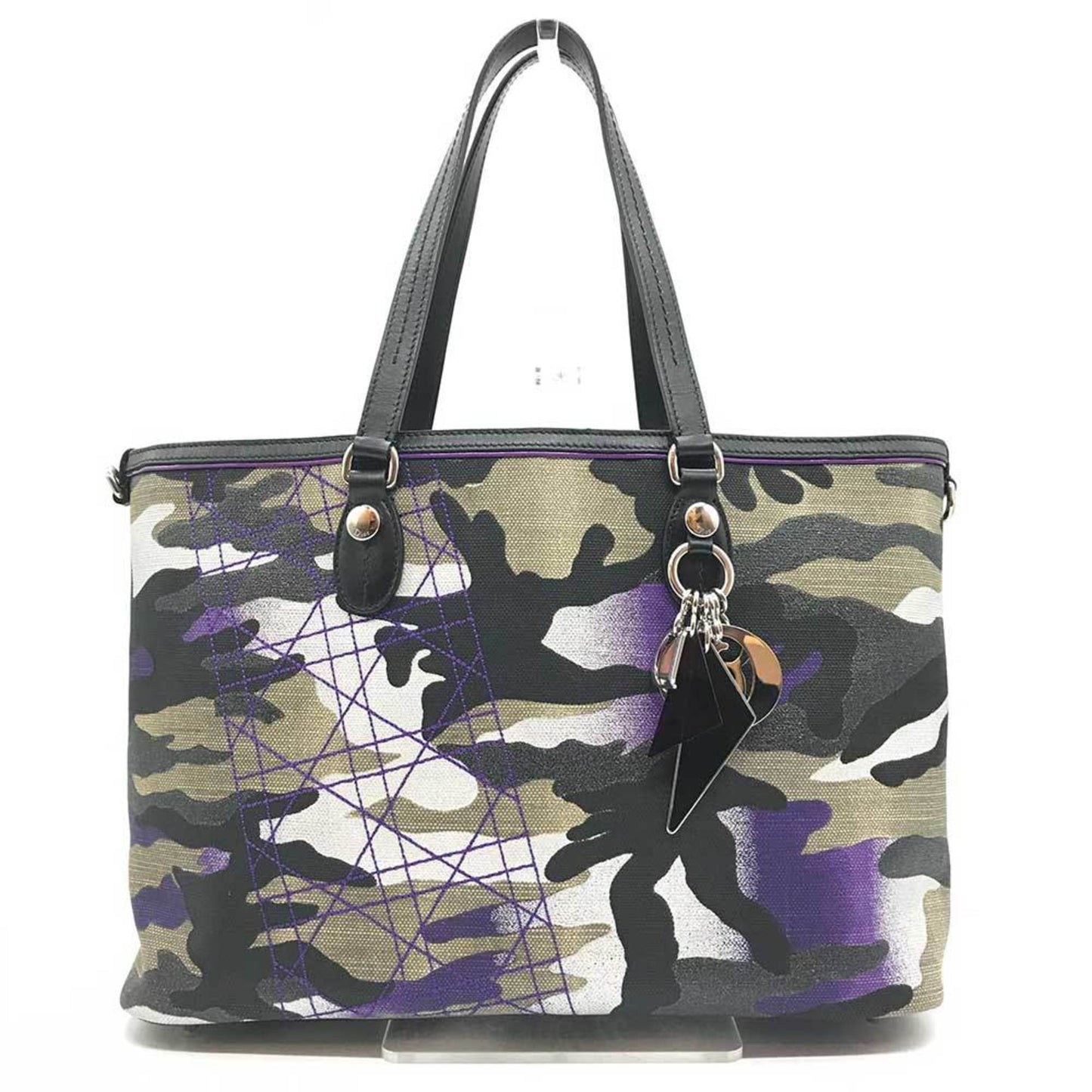 Christian Dior Camouflage Multi-Color Canvas Leather Tote Bag ()