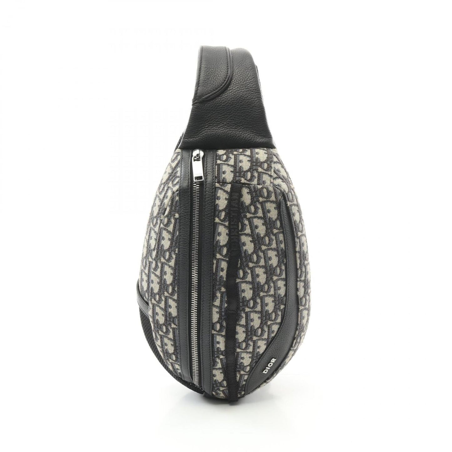 Christian Dior Beige Black Navy Canvas Leather Fanny Pack Sling Bag ()