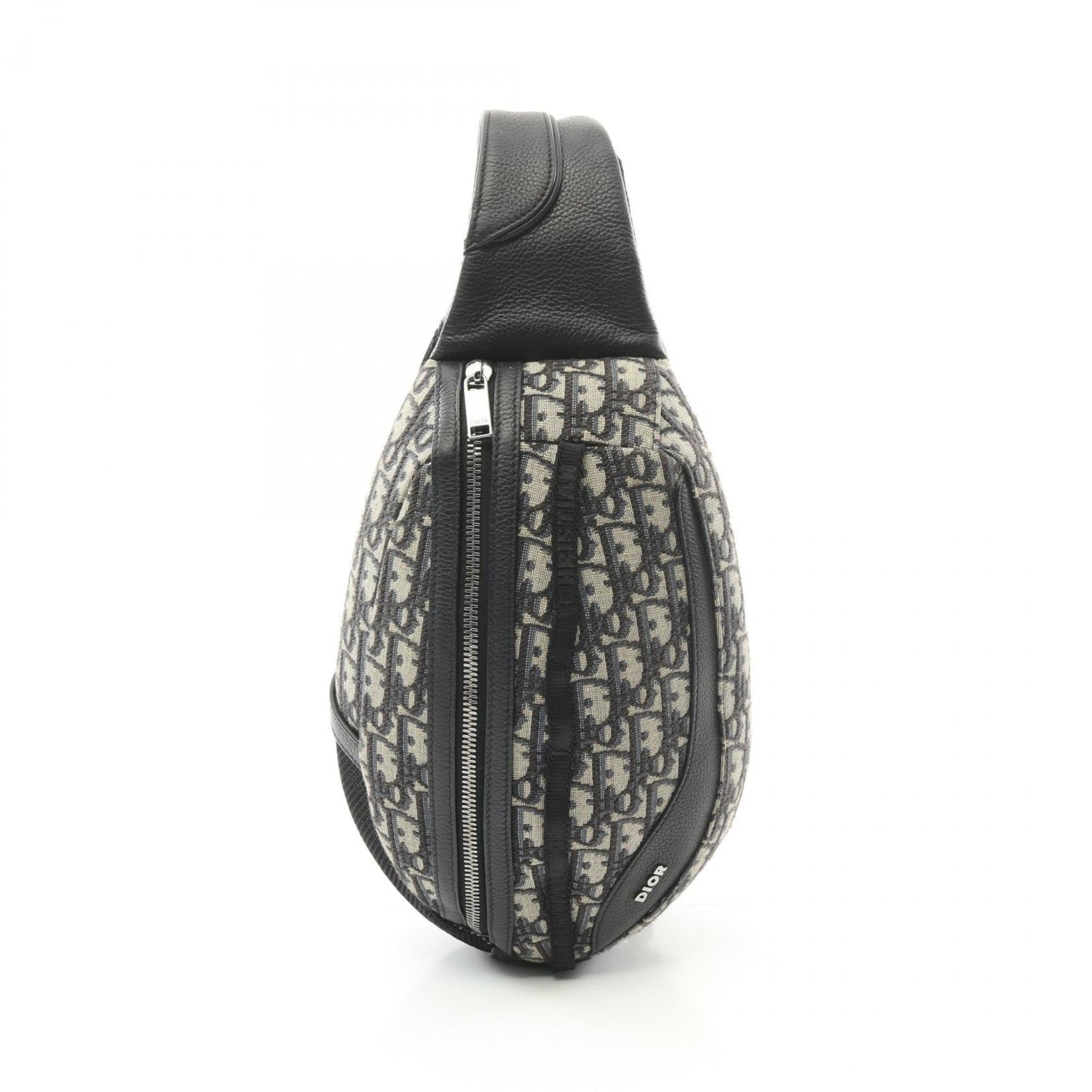 Christian Dior Beige Black Navy Canvas Leather Fanny Pack Sling Bag ()