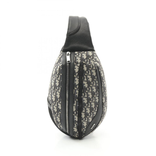 Christian Dior Beige Black Navy Canvas Leather Fanny Pack Sling Bag ()