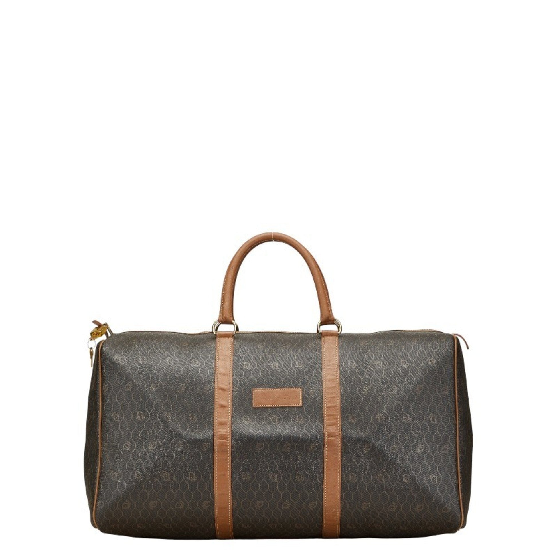 Christian Dior Black Brown Pvc Leather Boston Bag ()