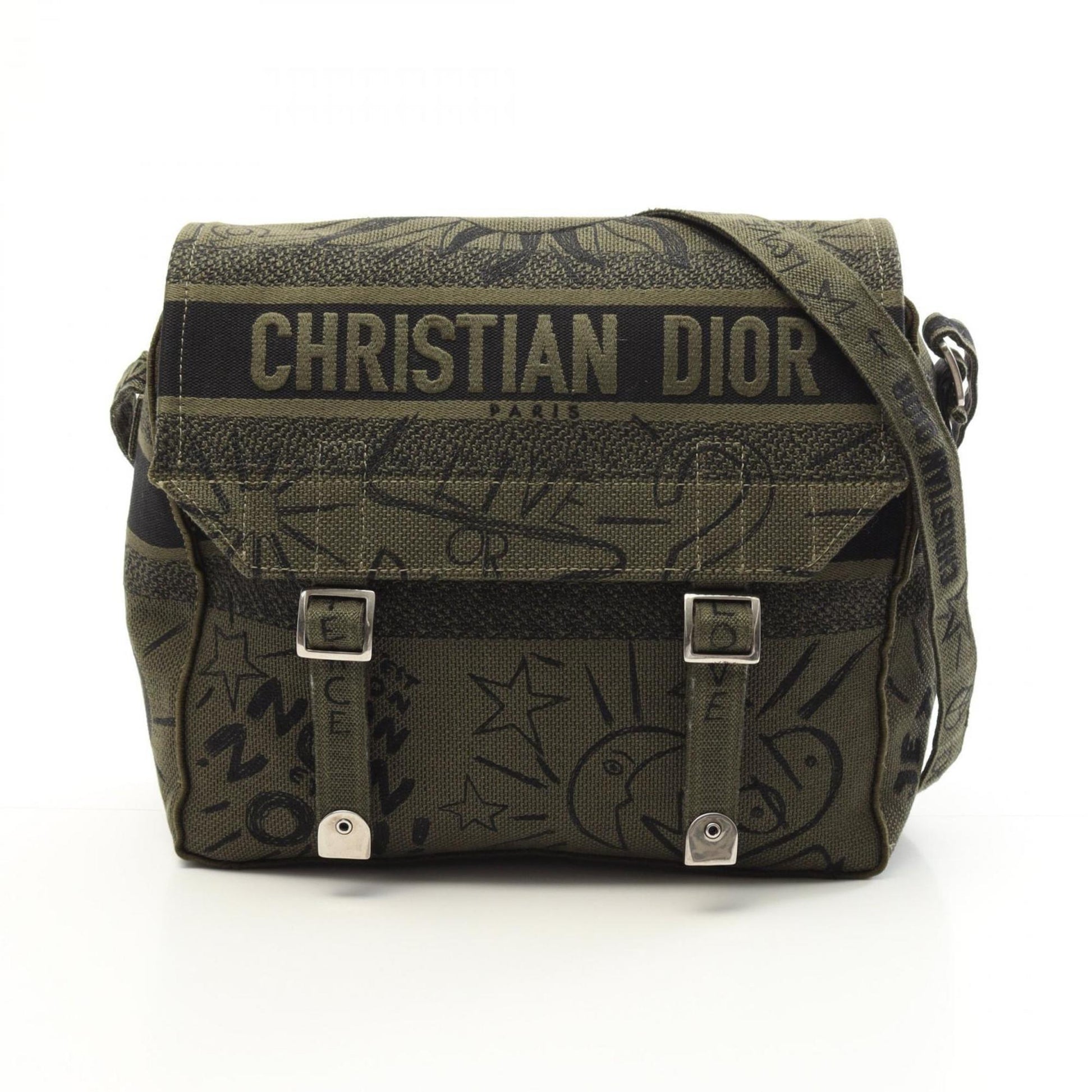 Christian Dior Khaki Canvas Shoulder Bag ()