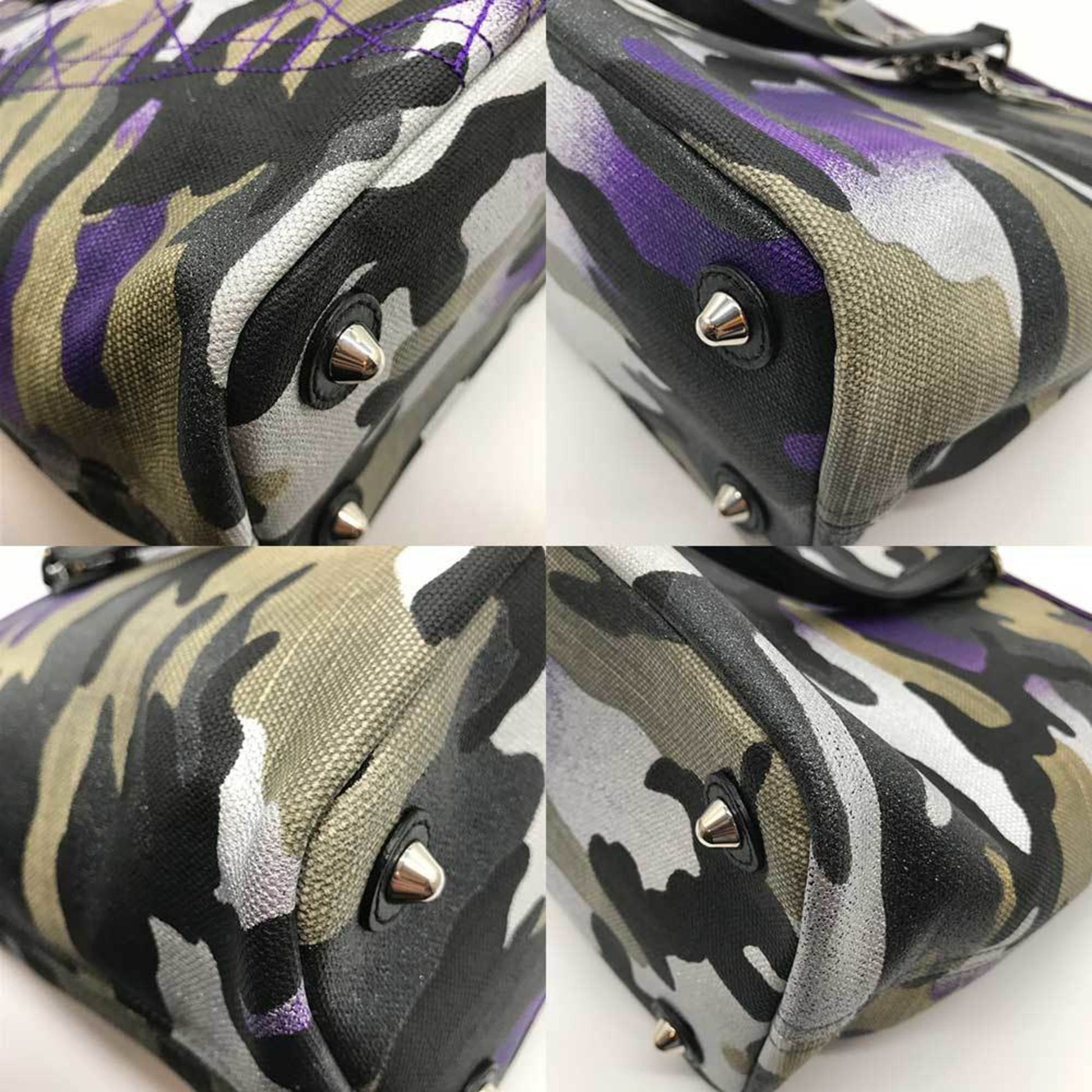 Christian Dior Camouflage Multi-Color Canvas Leather Tote Bag ()