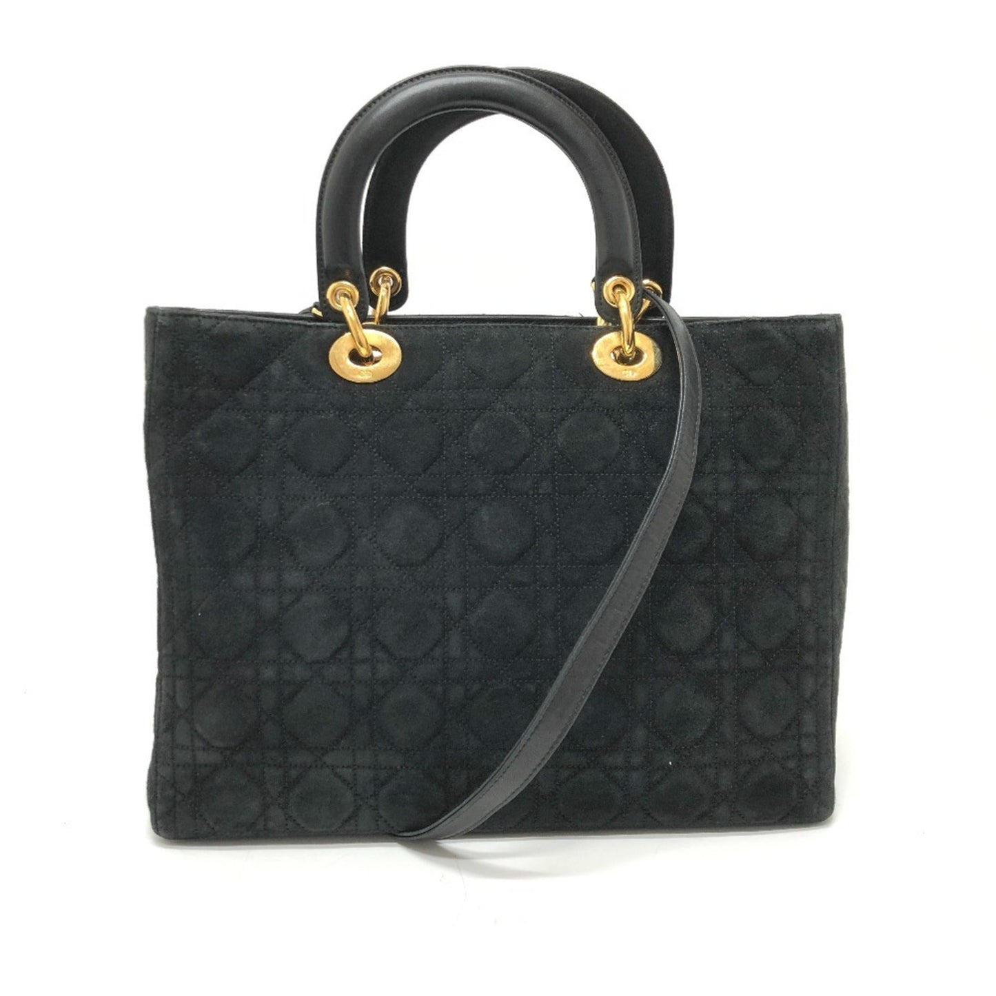 Christian Dior Black Leather Suede Handbag Shoulder Bag ()