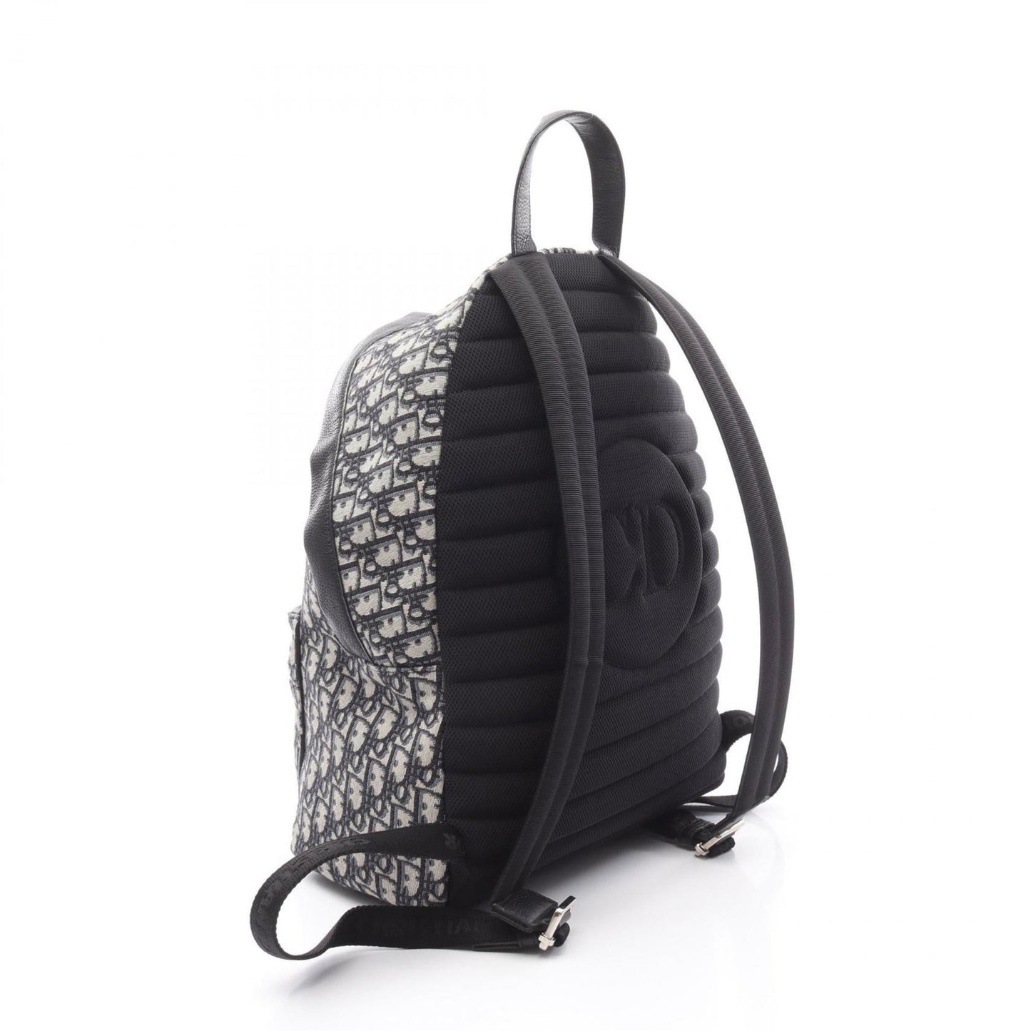 Christian Dior Beige Black Blue Canvas Leather Backpack ()