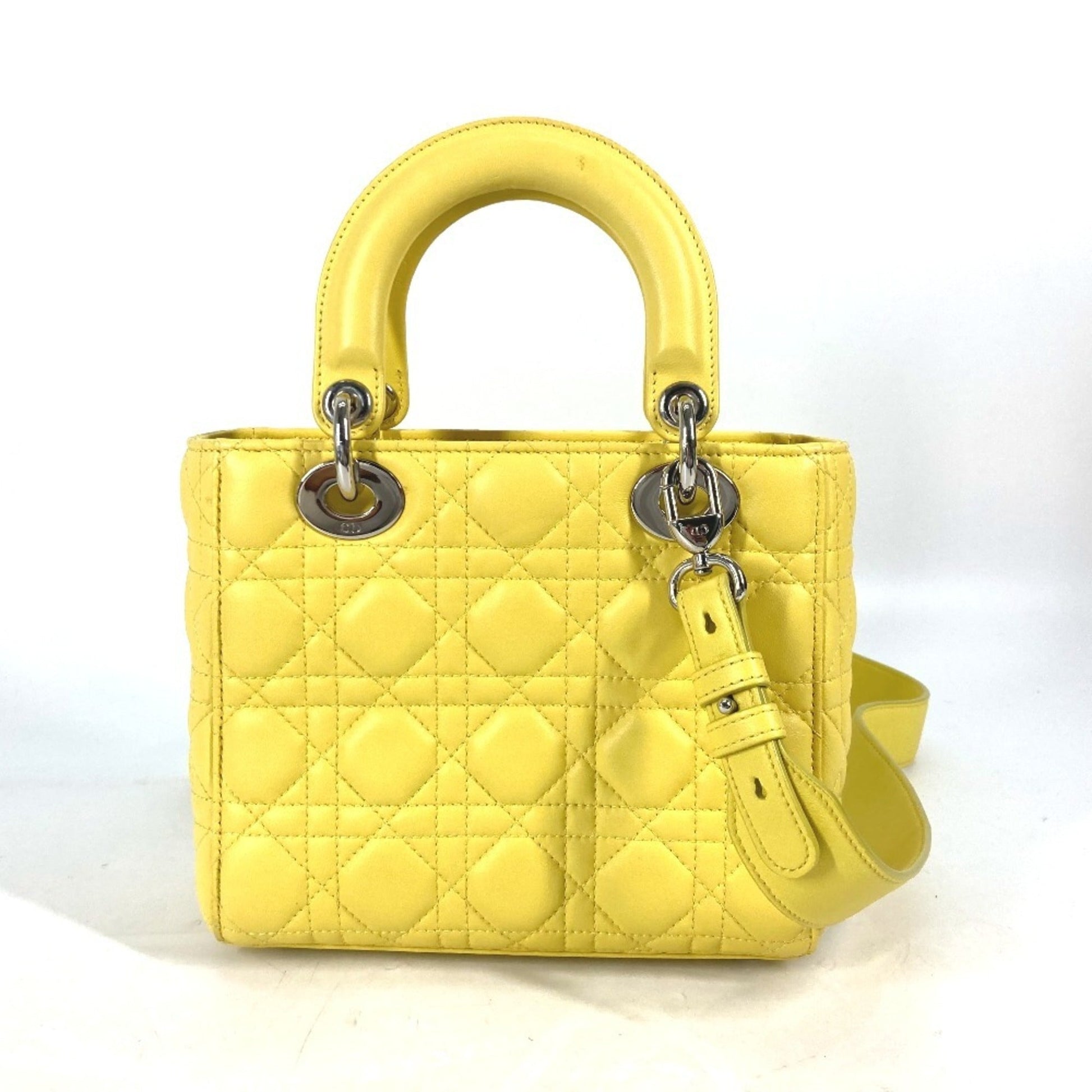 Christian Dior Yellow Leather Handbag Shoulder Bag ()