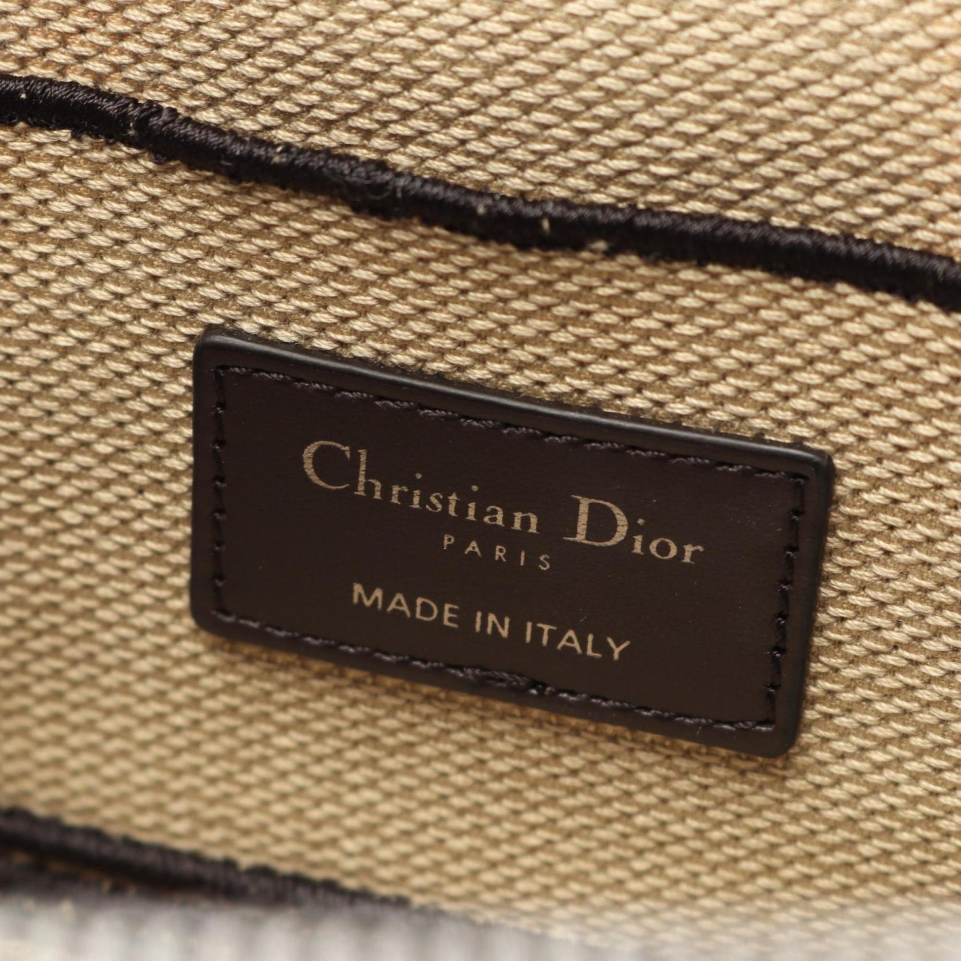 Christian Dior Beige Black Canvas Handbag ()