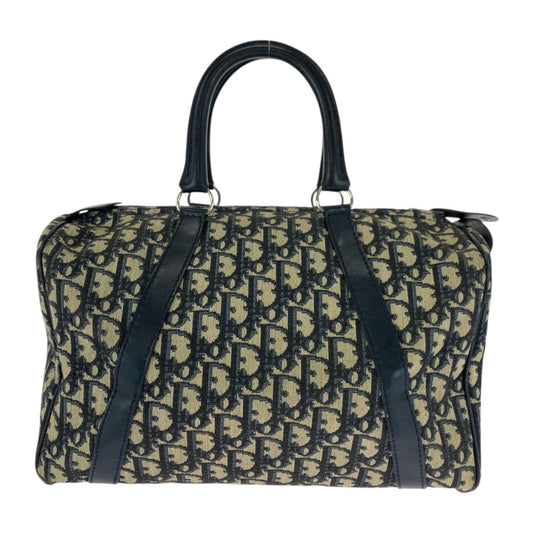 Christian Dior Ivory Navy Canvas Boston Bag Handbag ()
