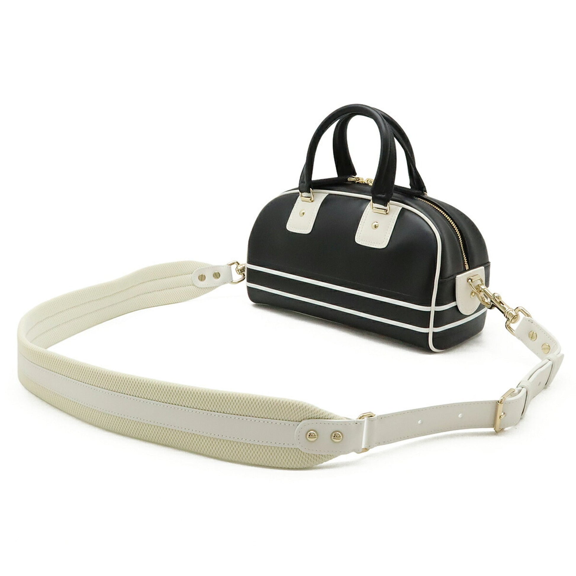 Christian Dior Black White Leather Rubber Handbag Shoulder Bag ()