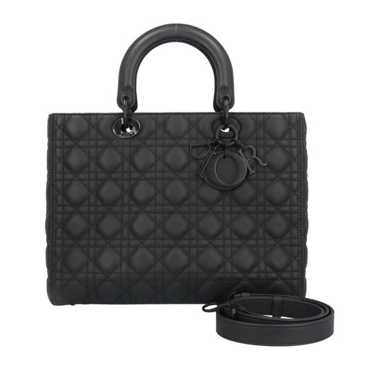 Christian Dior Lady Dior Black Leather Shoulder Bag ()